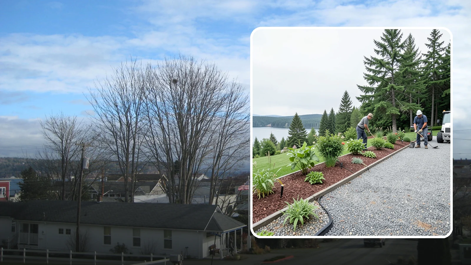 Pea Gravel Installation in Langley, Island County, WA - Smooth, rounded 3/8-inch stone that gives Puget Sound pathways and patios a soft, walkable finish.
