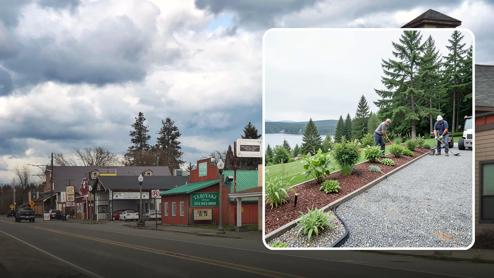 Pea Gravel Installation in Roy, Pierce County, WA - Smooth, rounded 3/8-inch stone that gives Puget Sound pathways and patios a soft, walkable finish.