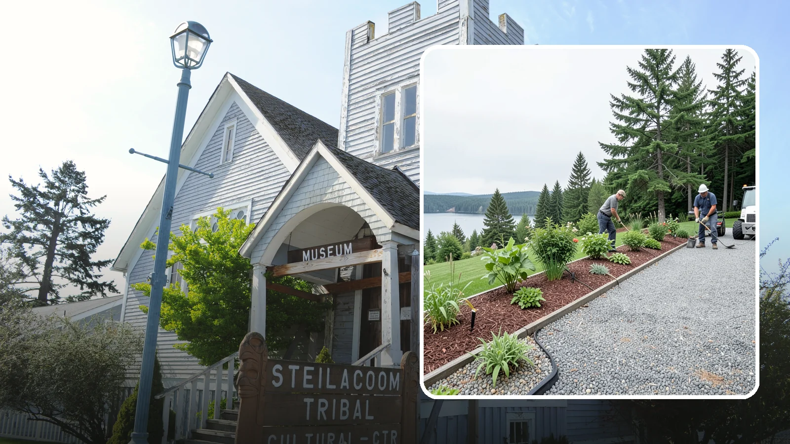 Pea Gravel Installation in Steilacoom, Pierce County, WA - Smooth, rounded 3/8-inch stone that gives Puget Sound pathways and patios a soft, walkable finish.