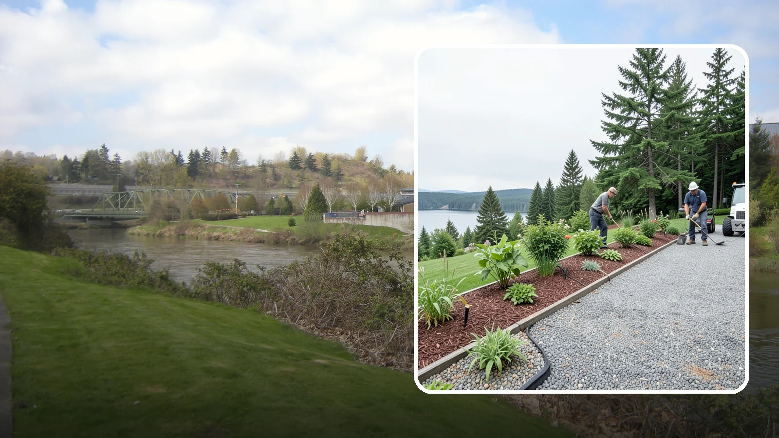 Pea Gravel Installation in Tukwila, King County, WA - Smooth, rounded 3/8-inch stone that gives Puget Sound pathways and patios a soft, walkable finish.