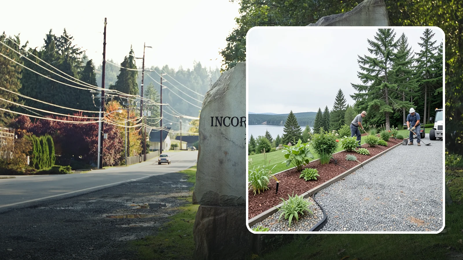 Pea Gravel Installation in Wilkeson, Pierce County, WA - Smooth, rounded 3/8-inch stone that gives Puget Sound pathways and patios a soft, walkable finish.