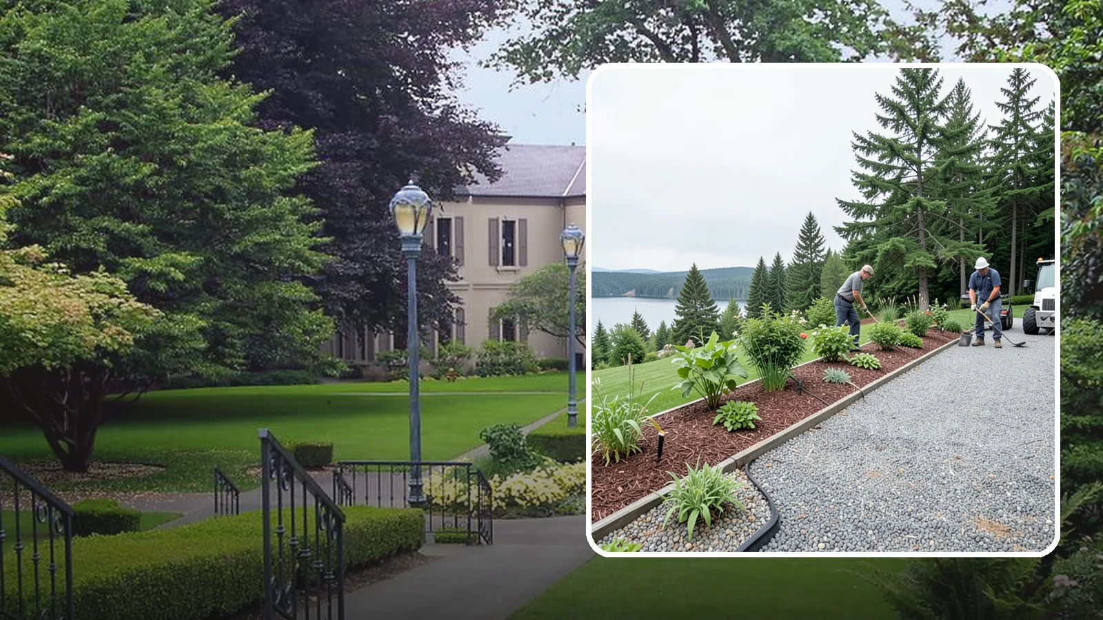 Pea Gravel Installation in Woodinville, King County, WA - Smooth, rounded 3/8-inch stone that gives Puget Sound pathways and patios a soft, walkable finish.