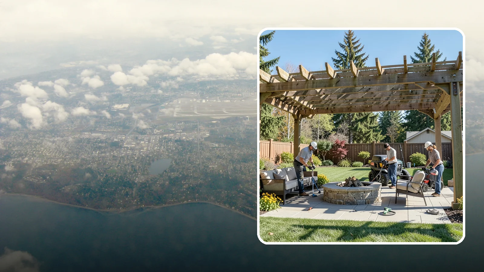 Pergola Installation in Burien, King County, WA - Custom pergolas that define patios, provide partial shade, and add architectural beauty overhead.