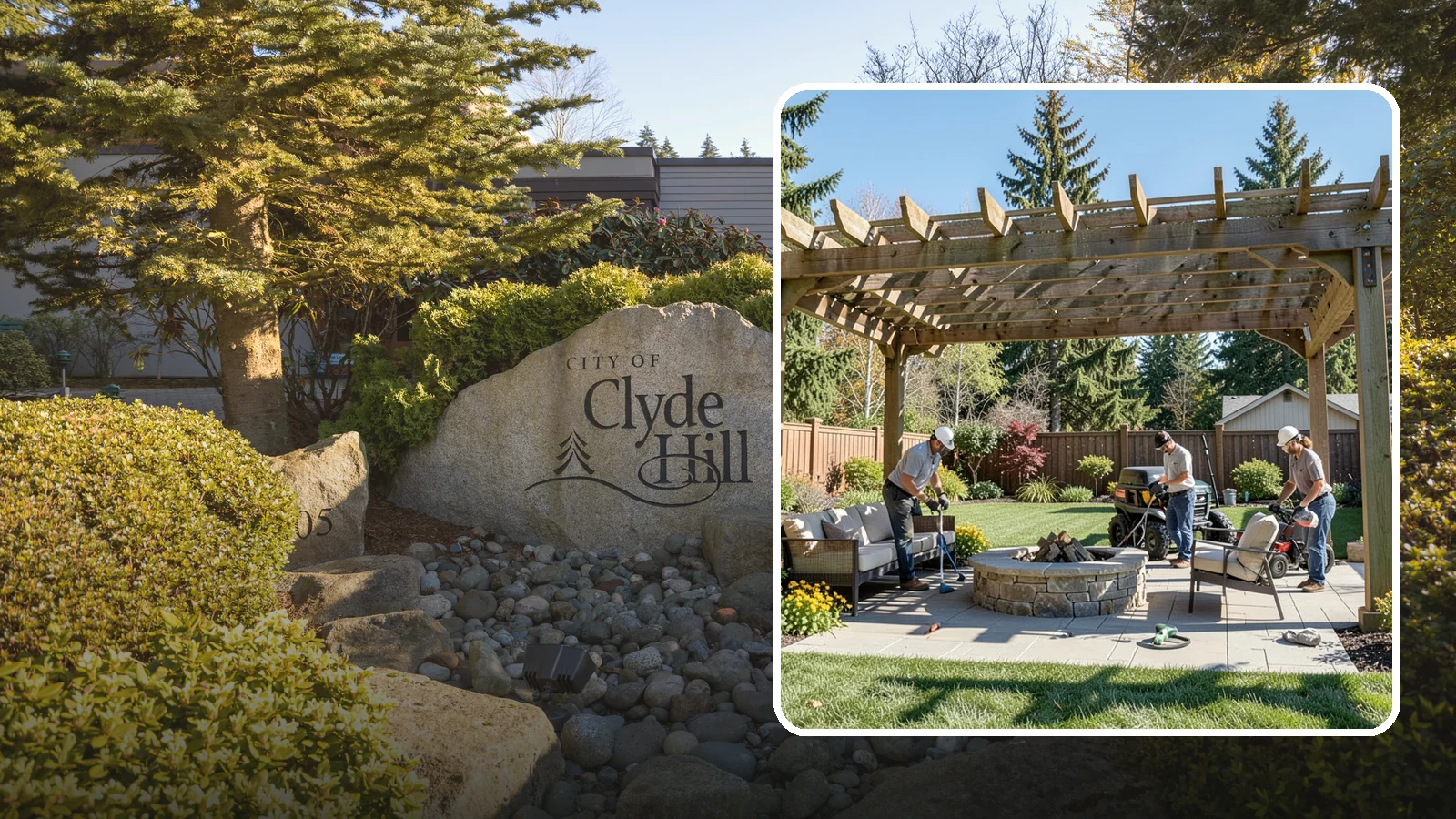Pergola Installation in Clyde Hill, King County, WA - Custom pergolas that define patios, provide partial shade, and add architectural beauty overhead.