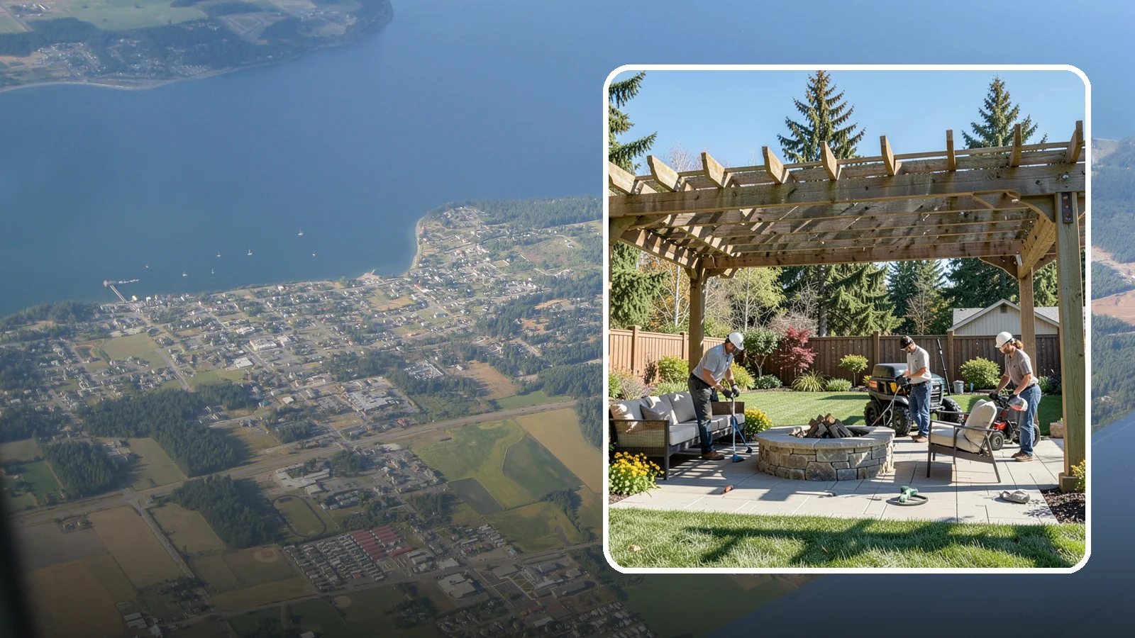 Pergola Installation in Coupeville, Island County, WA - Custom pergolas that define patios, provide partial shade, and add architectural beauty overhead.