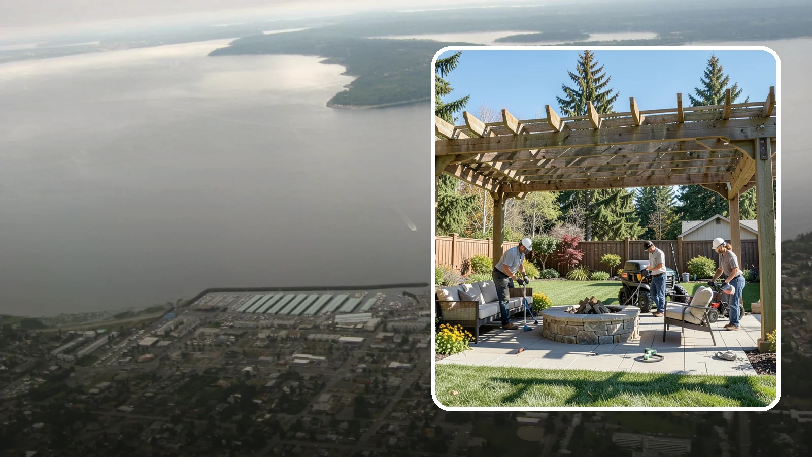 Pergola Installation in Des Moines, King County, WA - Custom pergolas that define patios, provide partial shade, and add architectural beauty overhead.