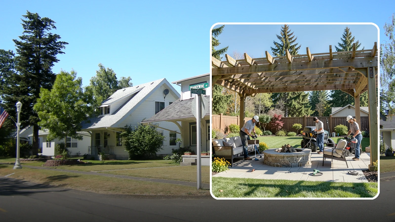 Pergola Installation in DuPont, Pierce County, WA - Custom pergolas that define patios, provide partial shade, and add architectural beauty overhead.