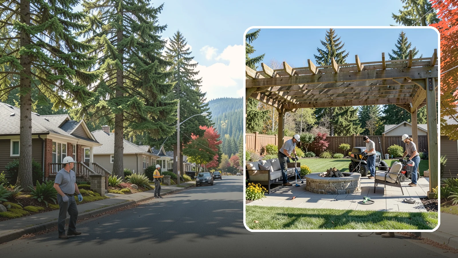 Pergola Installation in Hunts Point, King County, WA - Custom pergolas that define patios, provide partial shade, and add architectural beauty overhead.