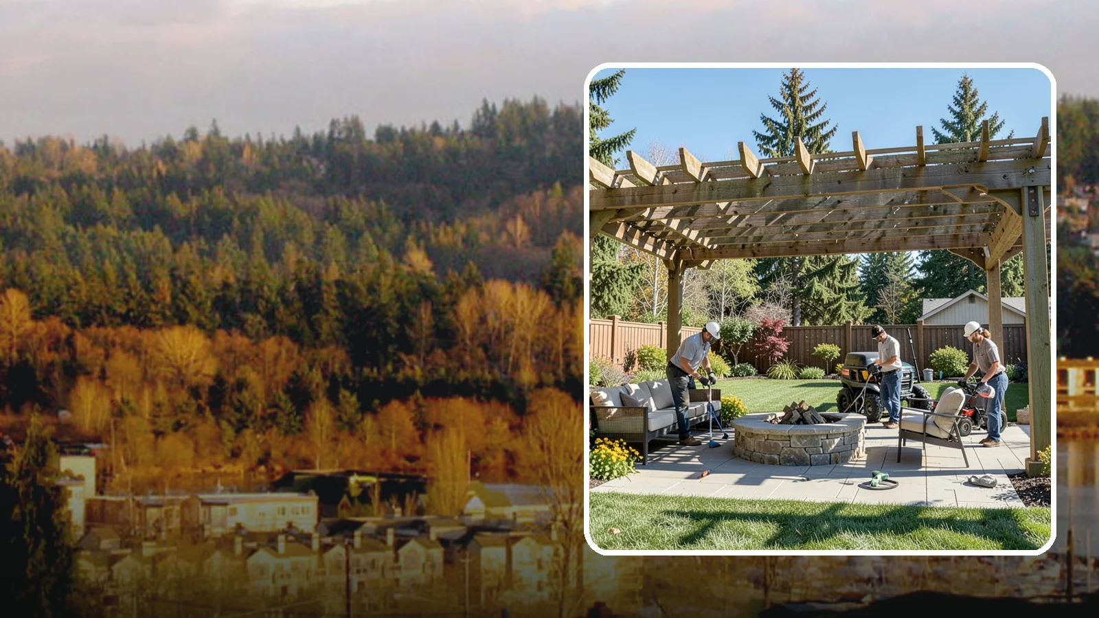 Pergola Installation in Kenmore, King County, WA - Custom pergolas that define patios, provide partial shade, and add architectural beauty overhead.