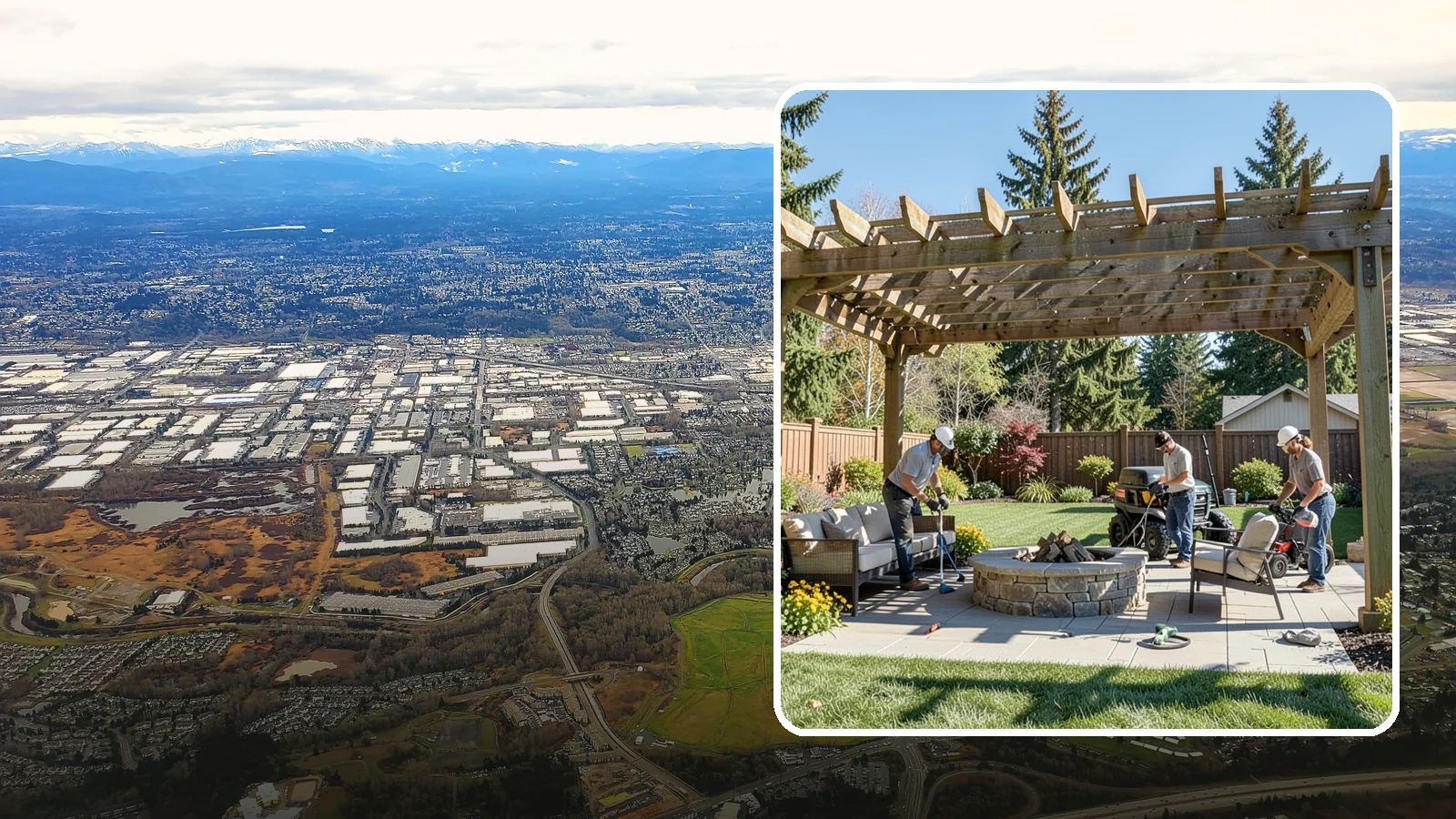 Pergola Installation in Kent, King County, WA - Custom pergolas that define patios, provide partial shade, and add architectural beauty overhead.