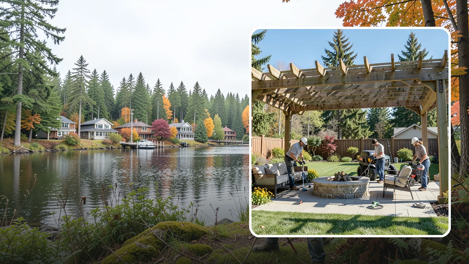 Pergola Installation in La Conner, Skagit County, WA - Custom pergolas that define patios, provide partial shade, and add architectural beauty overhead.