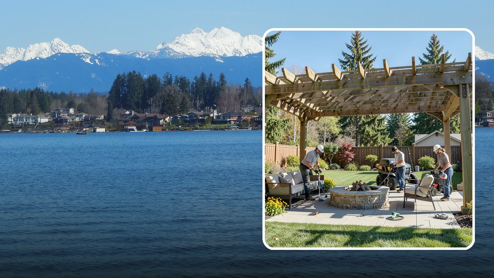 Pergola Installation in Lake Stevens, Snohomish County, WA - Custom pergolas that define patios, provide partial shade, and add architectural beauty overhead.