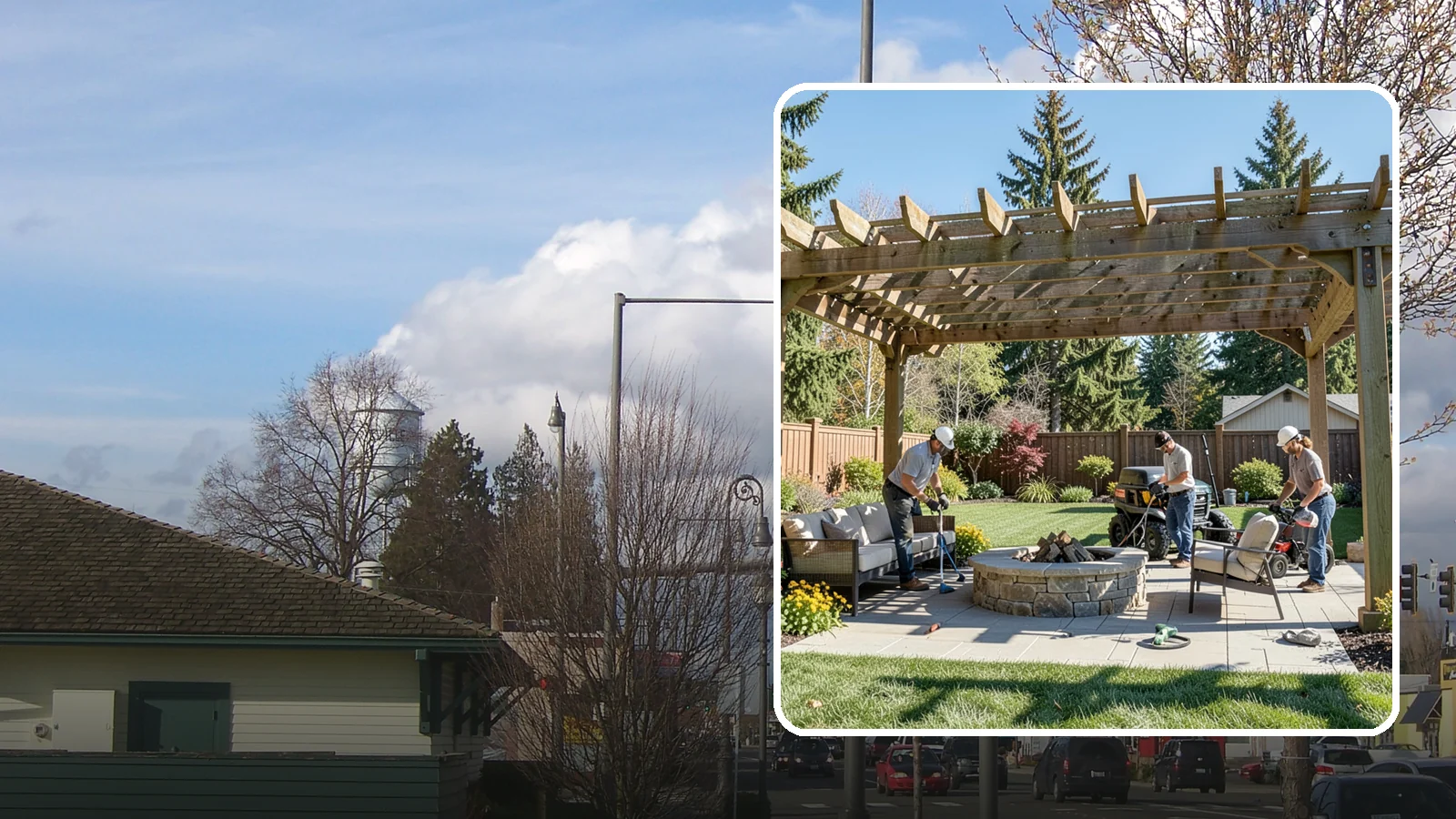 Pergola Installation in Marysville, Snohomish County, WA - Custom pergolas that define patios, provide partial shade, and add architectural beauty overhead.