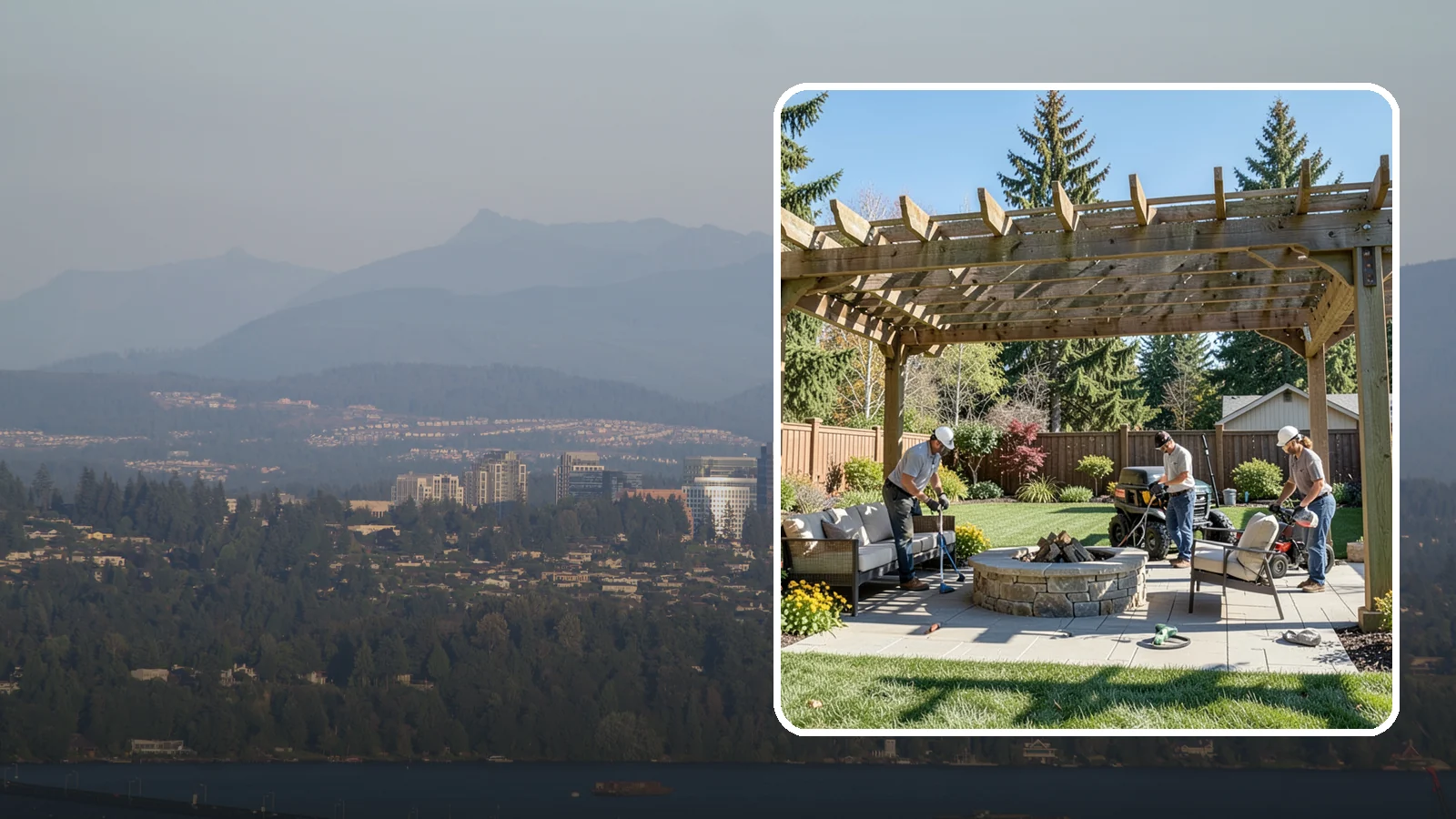 Pergola Installation in Medina, King County, WA - Custom pergolas that define patios, provide partial shade, and add architectural beauty overhead.