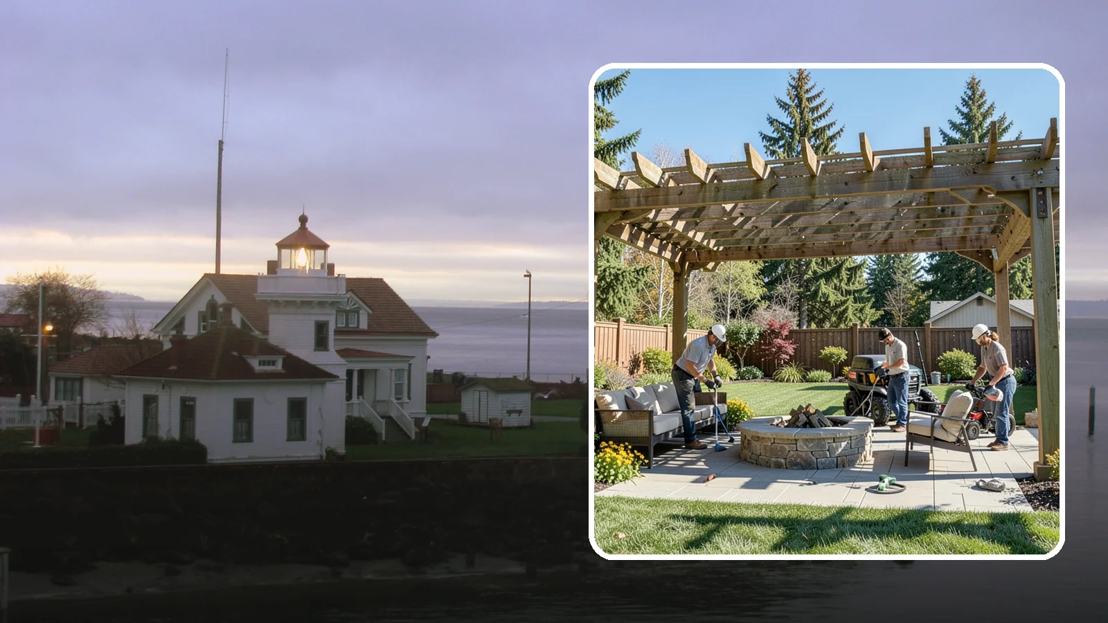 Pergola Installation in Mukilteo, Snohomish County, WA - Custom pergolas that define patios, provide partial shade, and add architectural beauty overhead.