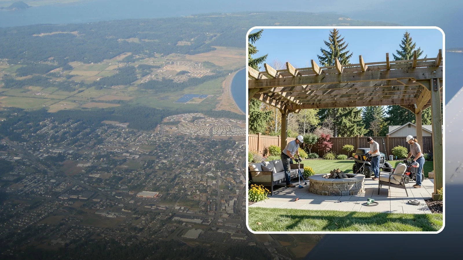 Pergola Installation in Oak Harbor, Island County, WA - Custom pergolas that define patios, provide partial shade, and add architectural beauty overhead.