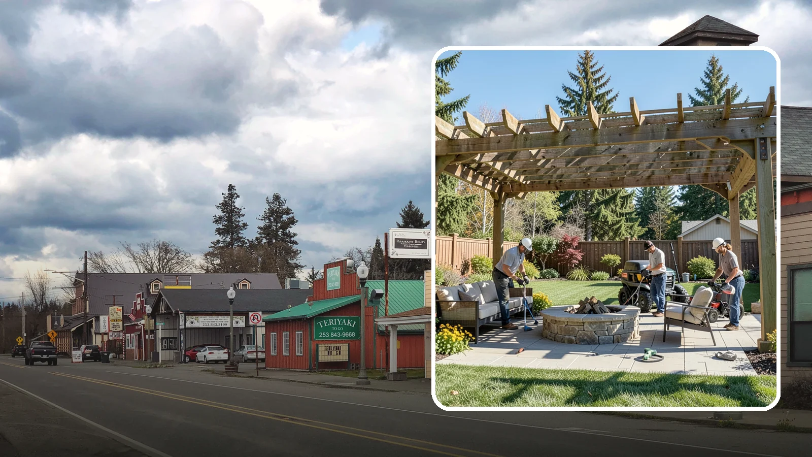 Pergola Installation in Roy, Pierce County, WA - Custom pergolas that define patios, provide partial shade, and add architectural beauty overhead.
