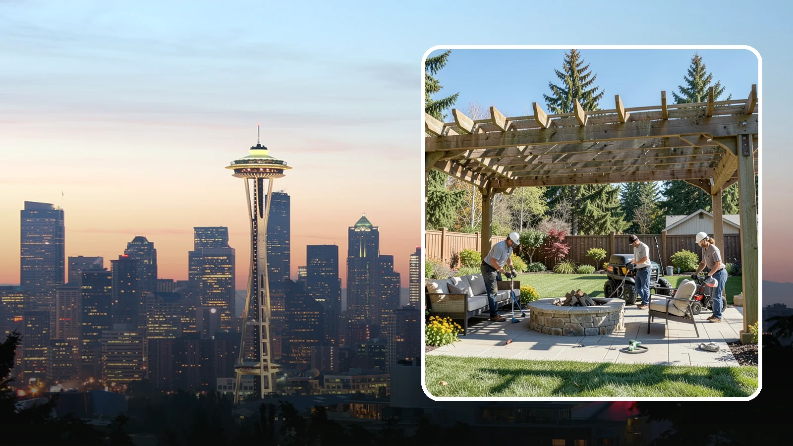 Pergola Installation in Seattle, King County, WA - Custom pergolas that define patios, provide partial shade, and add architectural beauty overhead.