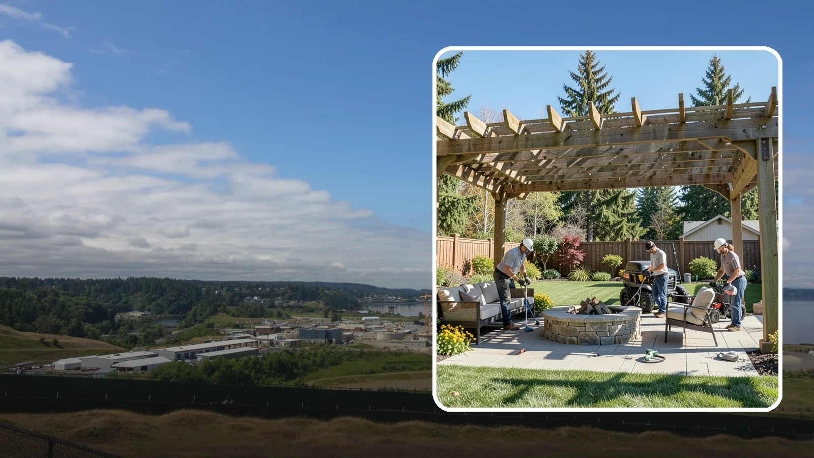 Pergola Installation in University Place, Pierce County, WA - Custom pergolas that define patios, provide partial shade, and add architectural beauty overhead.