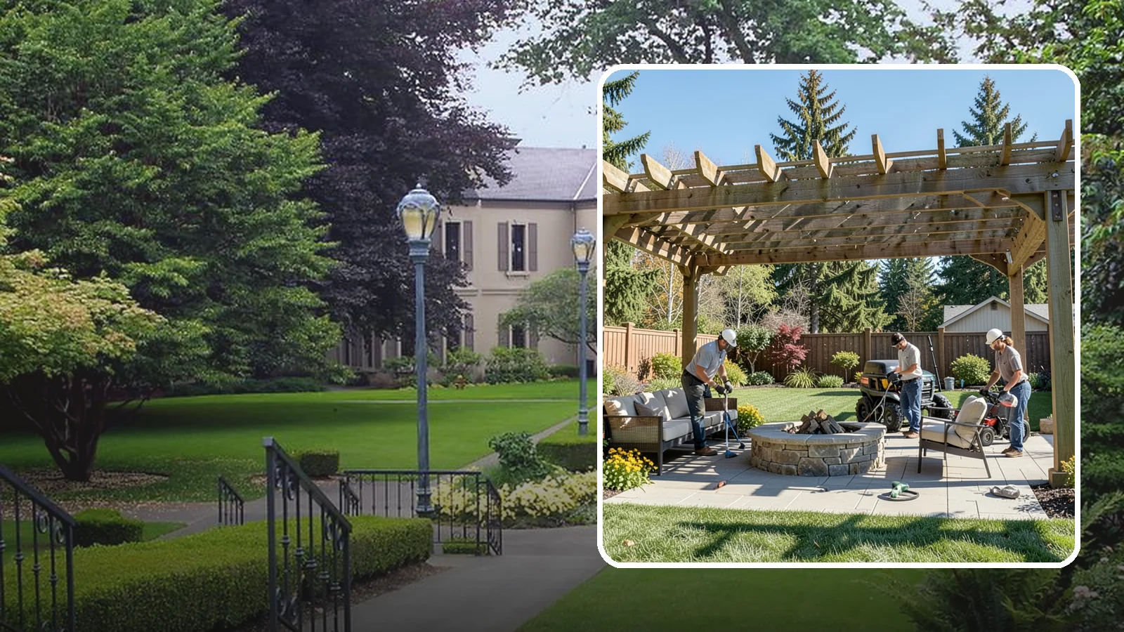 Pergola Installation in Woodinville, King County, WA - Custom pergolas that define patios, provide partial shade, and add architectural beauty overhead.