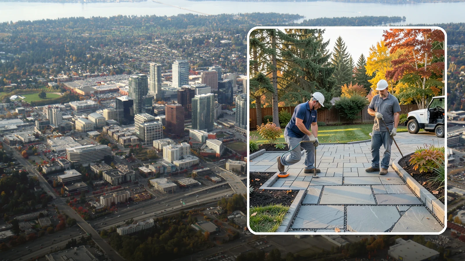 Permeable Paver Installation in Bellevue, King County, WA - Permeable pavers with open-graded joints that let stormwater infiltrate on site, meeting Puget Sound drainage codes while...