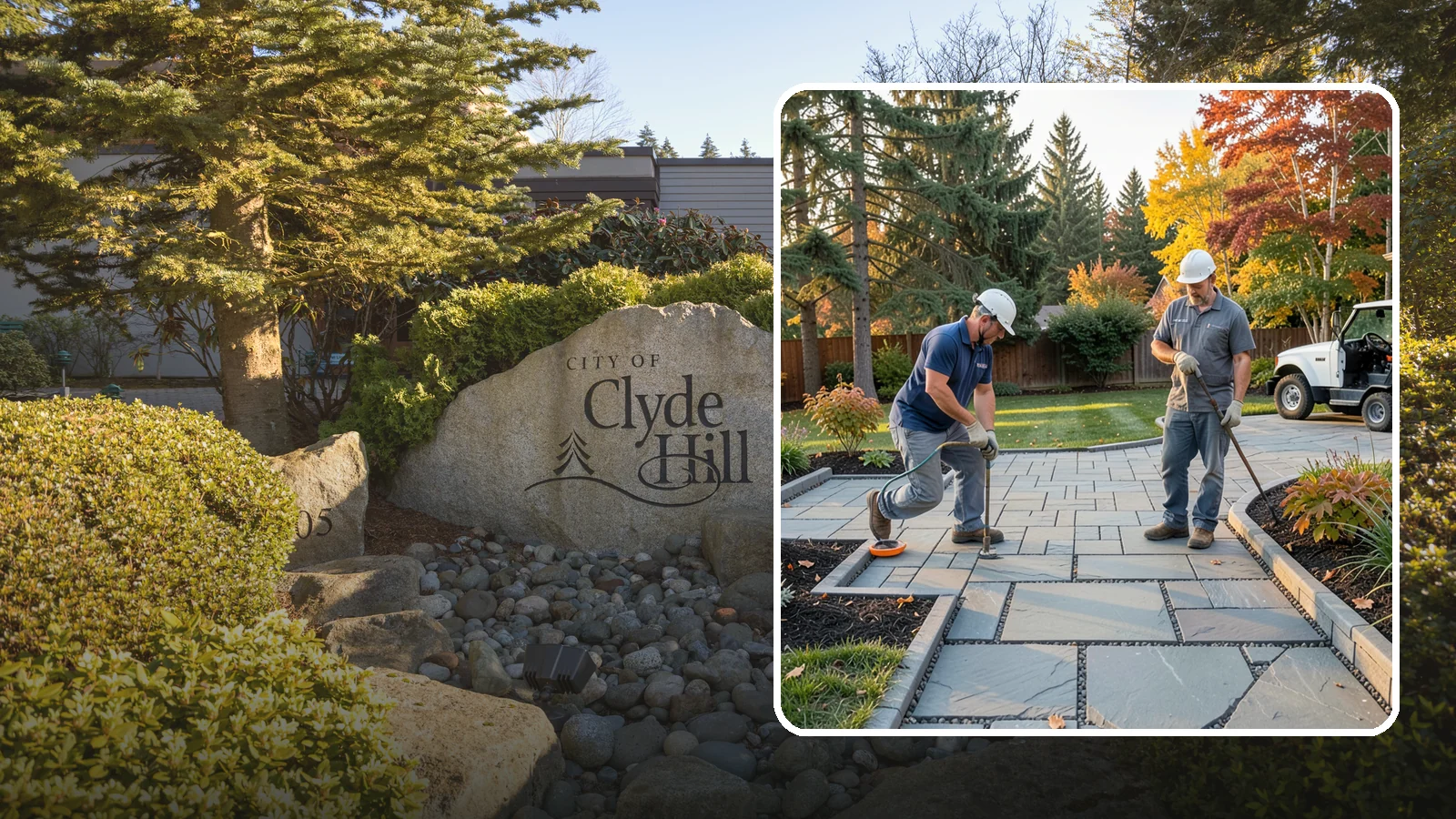 Permeable Paver Installation in Clyde Hill, King County, WA - Permeable pavers with open-graded joints that let stormwater infiltrate on site, meeting Puget Sound drainage codes while...