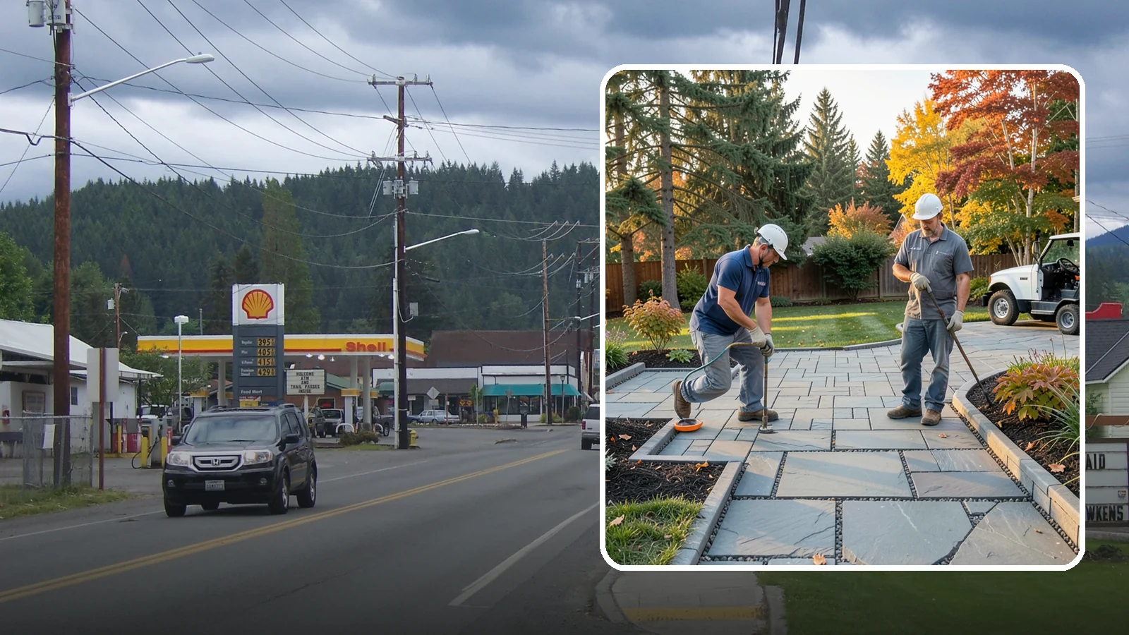 Permeable Paver Installation in Granite Falls, Snohomish County, WA - Permeable pavers with open-graded joints that let stormwater infiltrate on site, meeting Puget Sound drainage codes while...