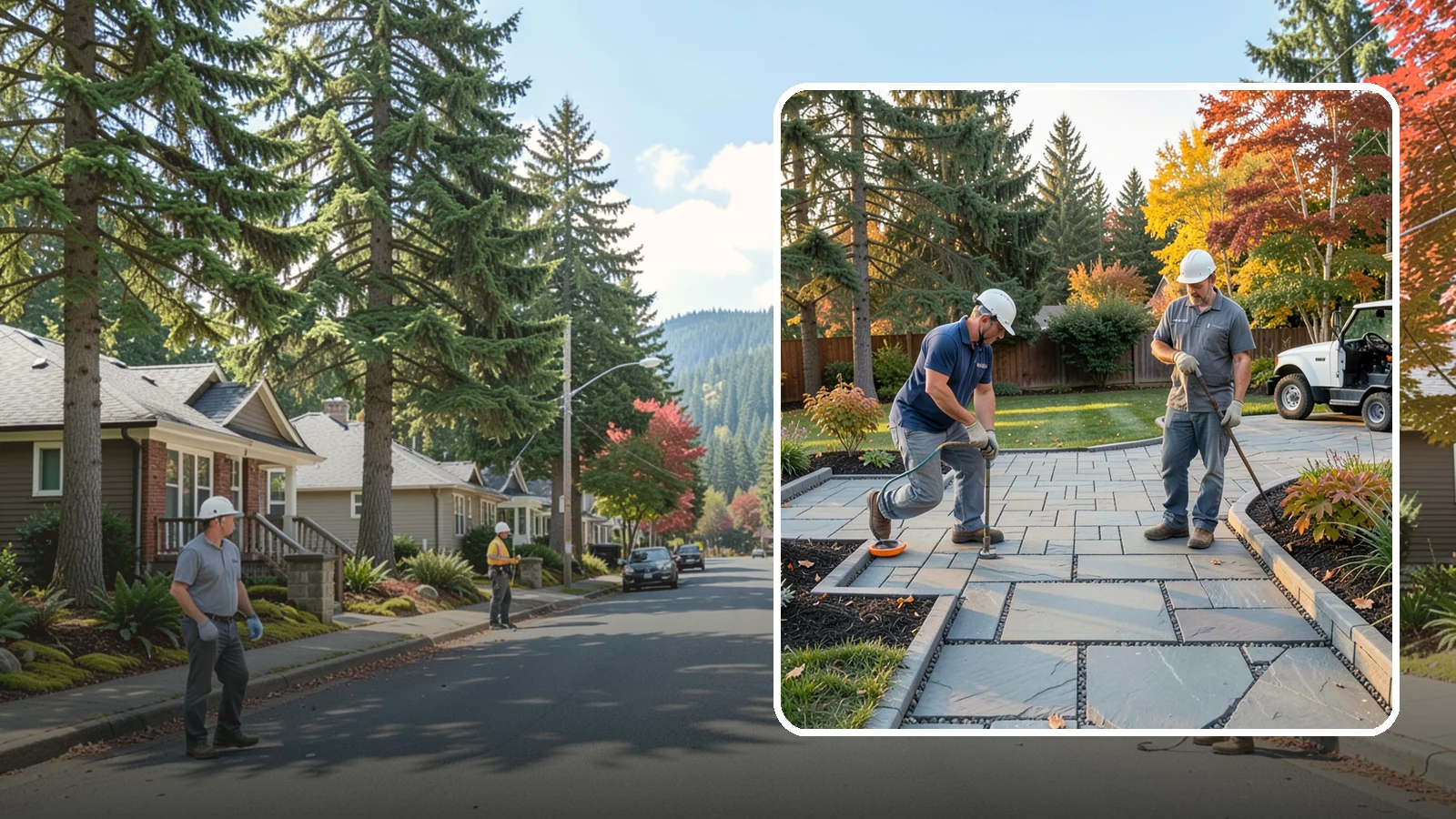 Permeable Paver Installation in Hunts Point, King County, WA - Permeable pavers with open-graded joints that let stormwater infiltrate on site, meeting Puget Sound drainage codes while...