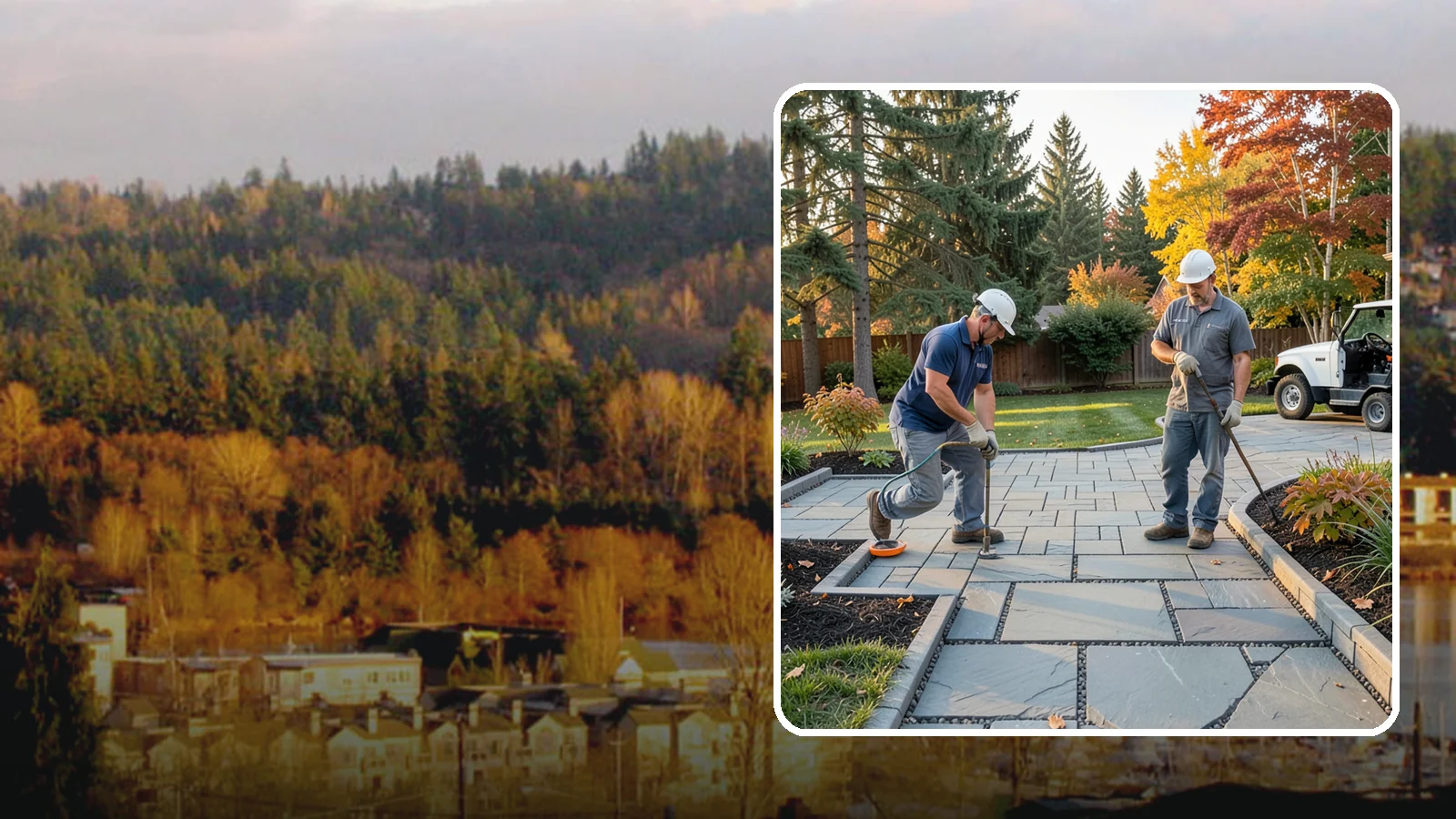 Permeable Paver Installation in Kenmore, King County, WA - Permeable pavers with open-graded joints that let stormwater infiltrate on site, meeting Puget Sound drainage codes while...