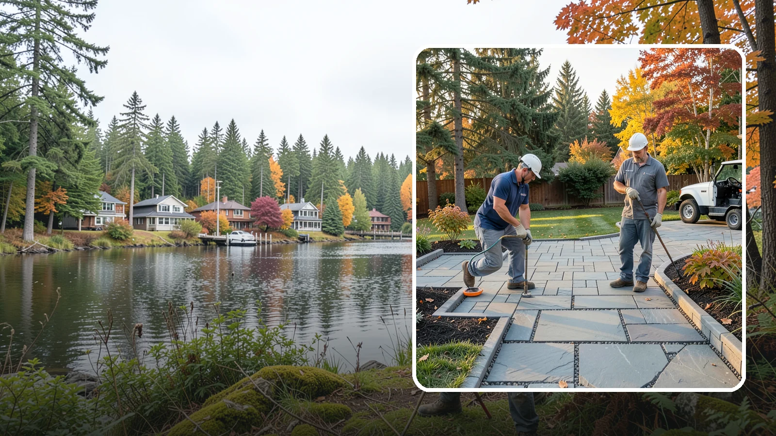 Permeable Paver Installation in La Conner, Skagit County, WA - Permeable pavers with open-graded joints that let stormwater infiltrate on site, meeting Puget Sound drainage codes while...