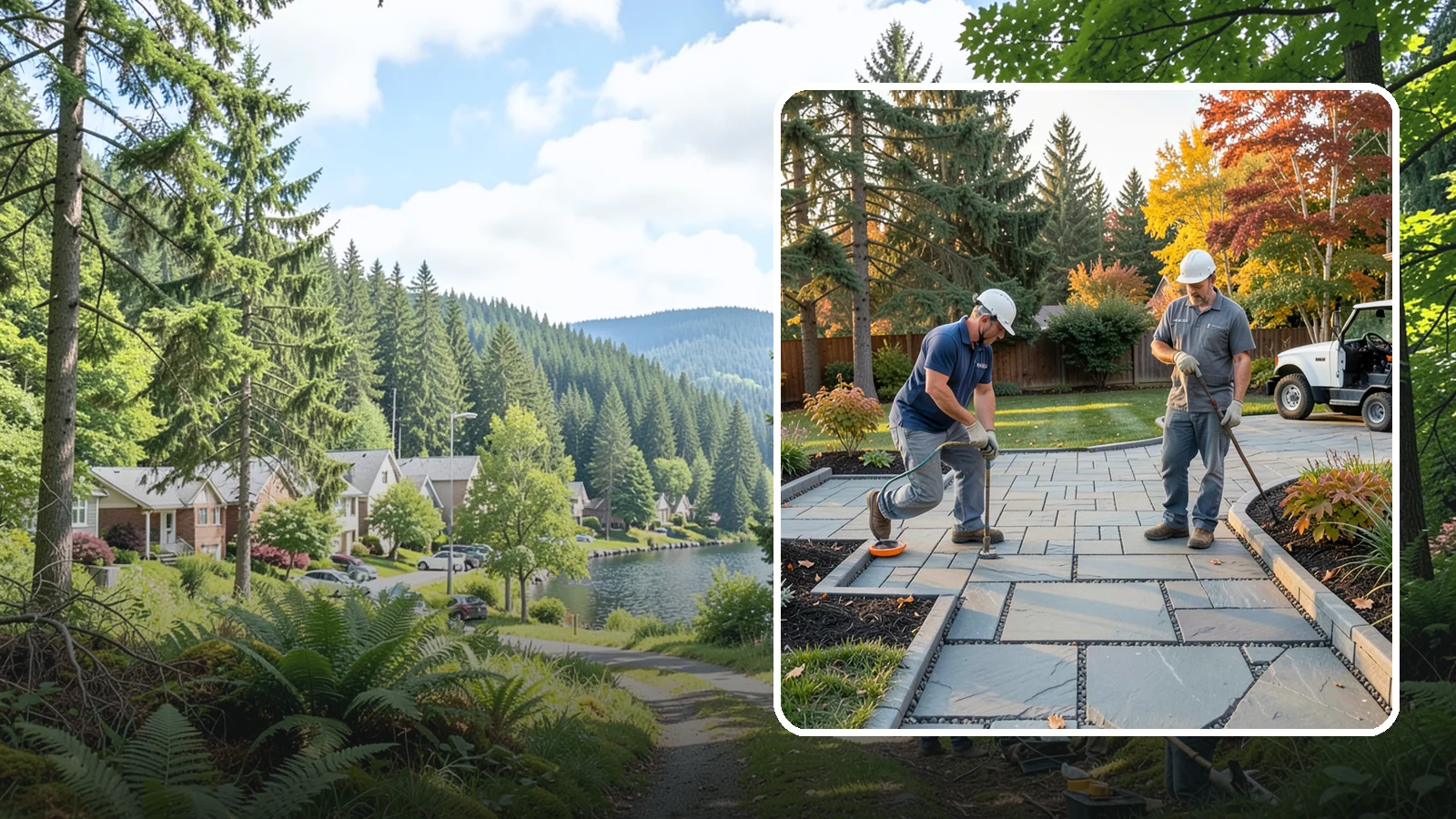 Permeable Paver Installation in Lake Forest Park, King County, WA - Permeable pavers with open-graded joints that let stormwater infiltrate on site, meeting Puget Sound drainage codes while...