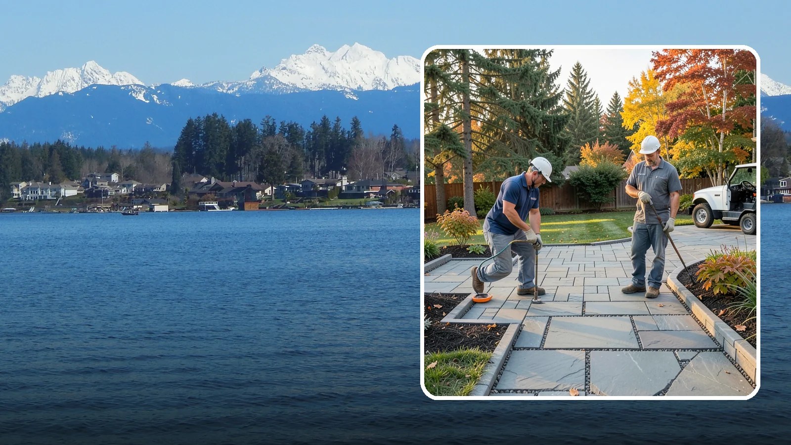 Permeable Paver Installation in Lake Stevens, Snohomish County, WA - Permeable pavers with open-graded joints that let stormwater infiltrate on site, meeting Puget Sound drainage codes while...