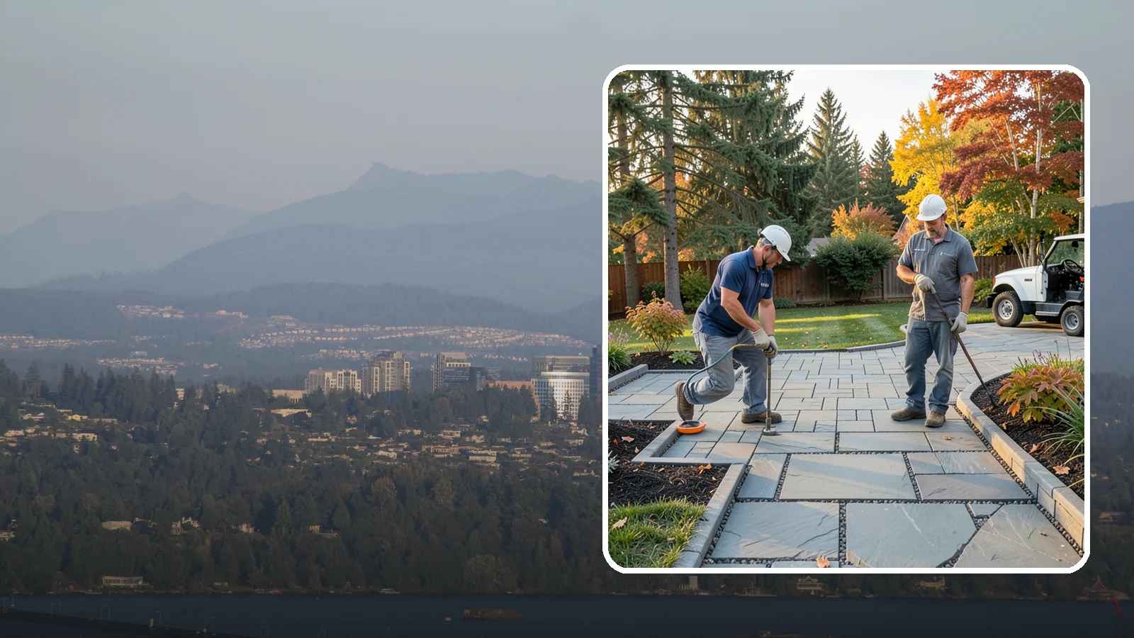 Permeable Paver Installation in Medina, King County, WA - Permeable pavers with open-graded joints that let stormwater infiltrate on site, meeting Puget Sound drainage codes while...