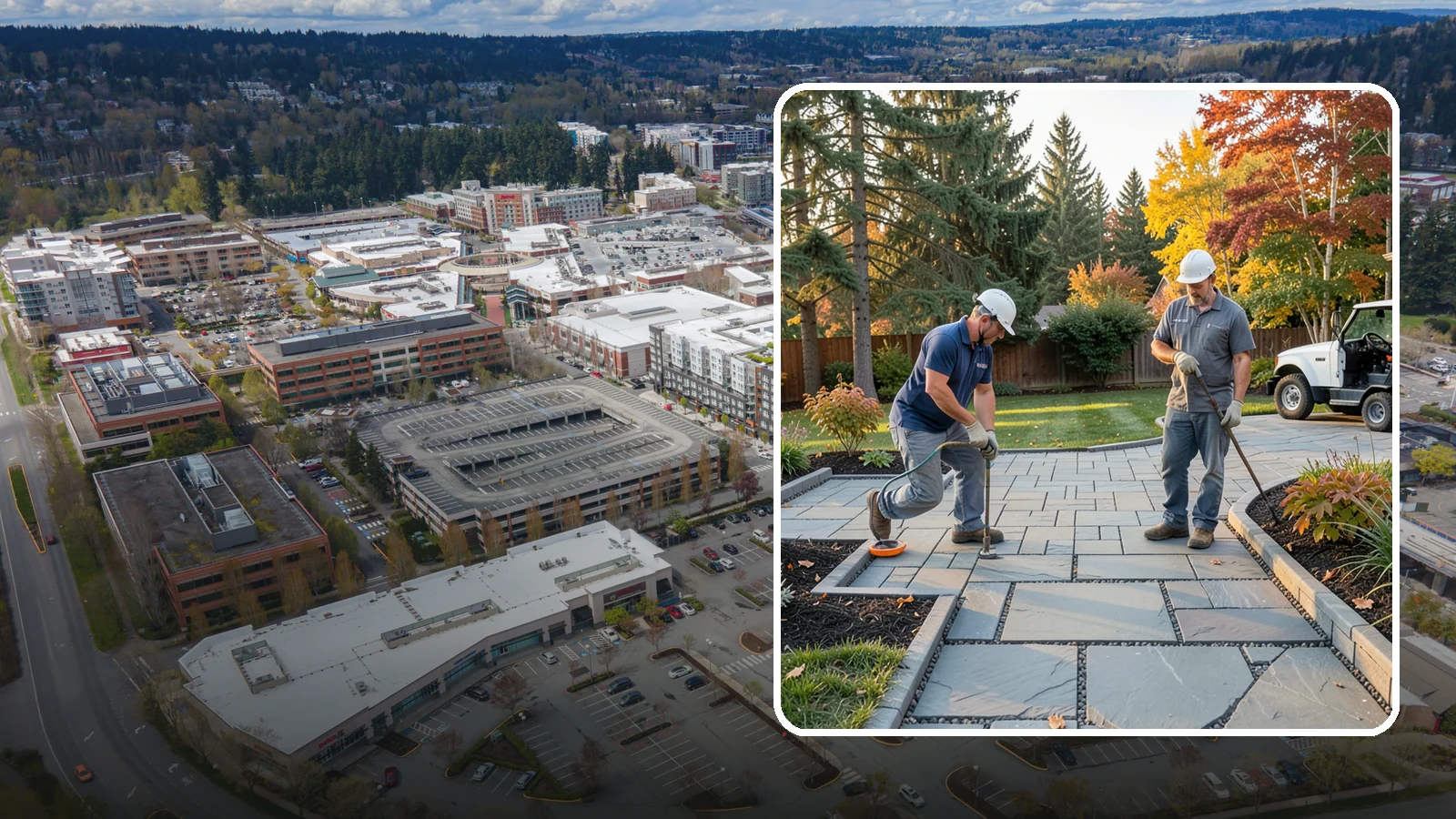 Permeable Paver Installation in Redmond, King County, WA - Permeable pavers with open-graded joints that let stormwater infiltrate on site, meeting Puget Sound drainage codes while...