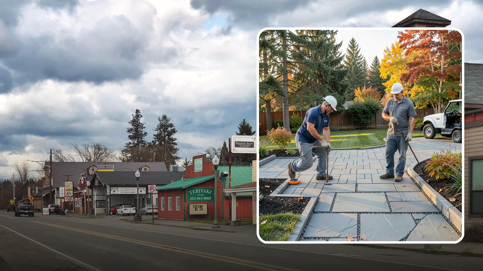 Permeable Paver Installation in Roy, Pierce County, WA - Permeable pavers with open-graded joints that let stormwater infiltrate on site, meeting Puget Sound drainage codes while...
