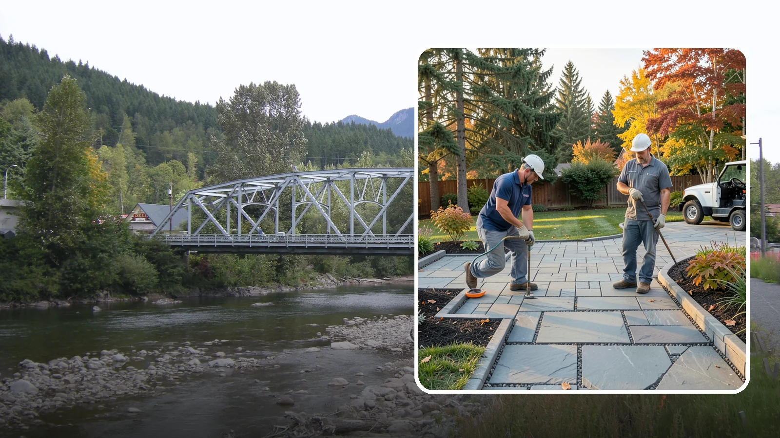 Permeable Paver Installation in Skykomish, King County, WA - Permeable pavers with open-graded joints that let stormwater infiltrate on site, meeting Puget Sound drainage codes while...