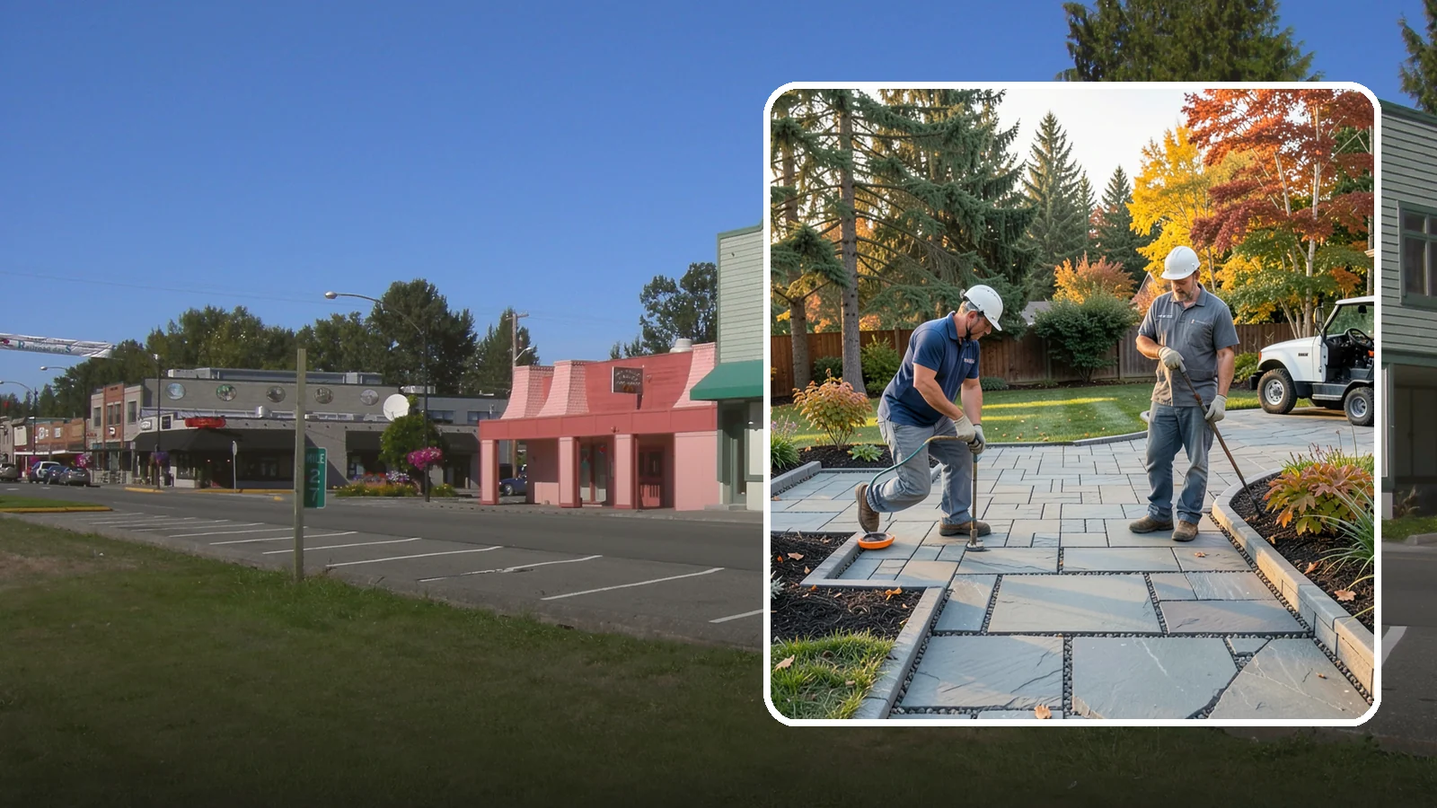 Permeable Paver Installation in Snoqualmie, King County, WA - Permeable pavers with open-graded joints that let stormwater infiltrate on site, meeting Puget Sound drainage codes while...