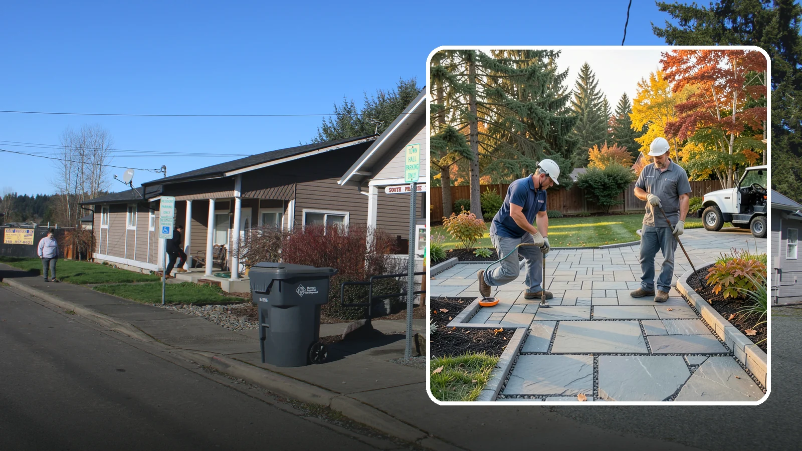 Permeable Paver Installation in South Prairie, Pierce County, WA - Permeable pavers with open-graded joints that let stormwater infiltrate on site, meeting Puget Sound drainage codes while...