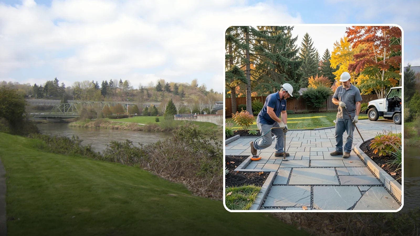 Permeable Paver Installation in Tukwila, King County, WA - Permeable pavers with open-graded joints that let stormwater infiltrate on site, meeting Puget Sound drainage codes while...