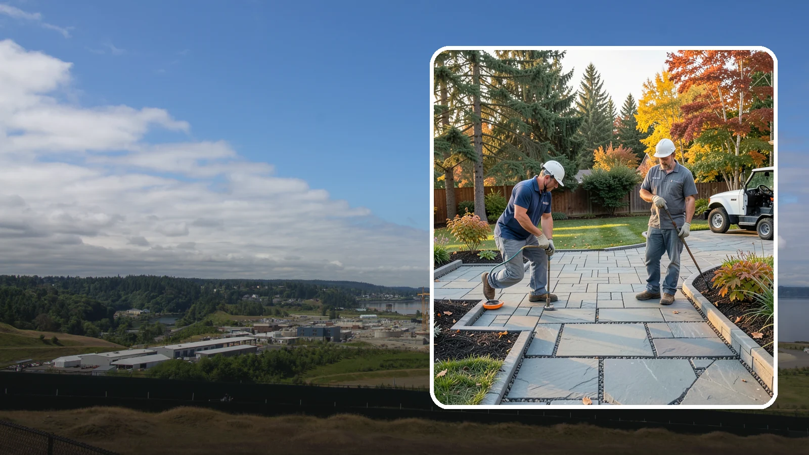 Permeable Paver Installation in University Place, Pierce County, WA - Permeable pavers with open-graded joints that let stormwater infiltrate on site, meeting Puget Sound drainage codes while...