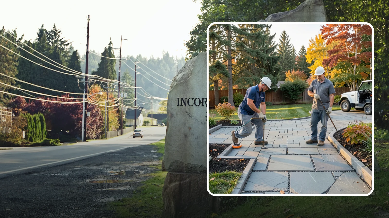 Permeable Paver Installation in Wilkeson, Pierce County, WA - Permeable pavers with open-graded joints that let stormwater infiltrate on site, meeting Puget Sound drainage codes while...