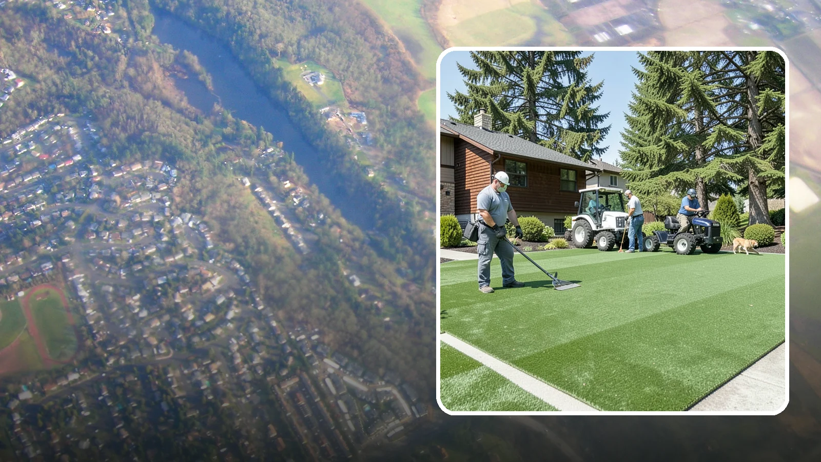 Pet Turf Installation in Algona, King County, WA - Durable, drainable pet turf that gives dogs a clean, mud-free area that is easy to keep sanitary.