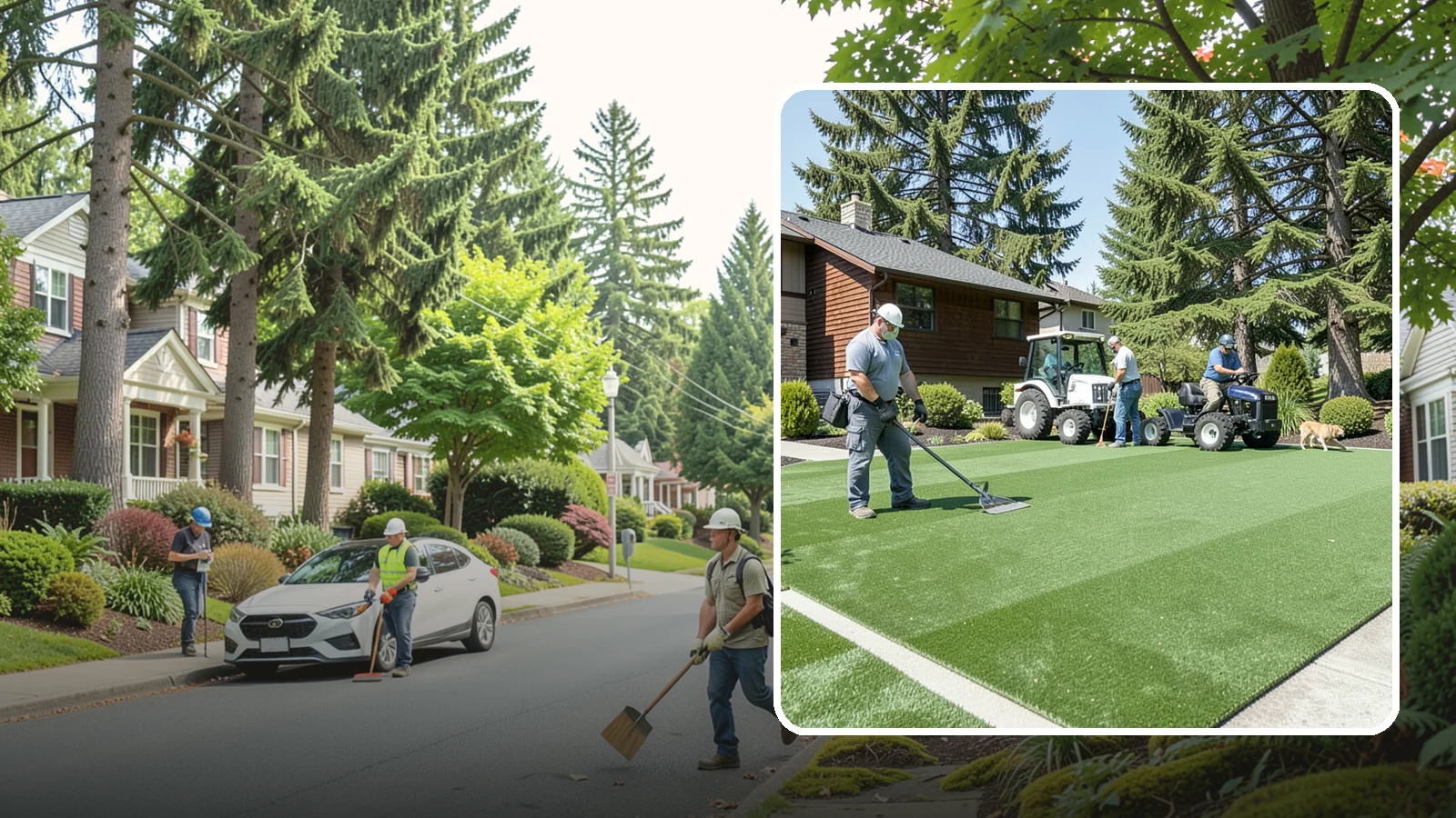 Pet Turf Installation in Beaux Arts Village, King County, WA - Durable, drainable pet turf that gives dogs a clean, mud-free area that is easy to keep sanitary.