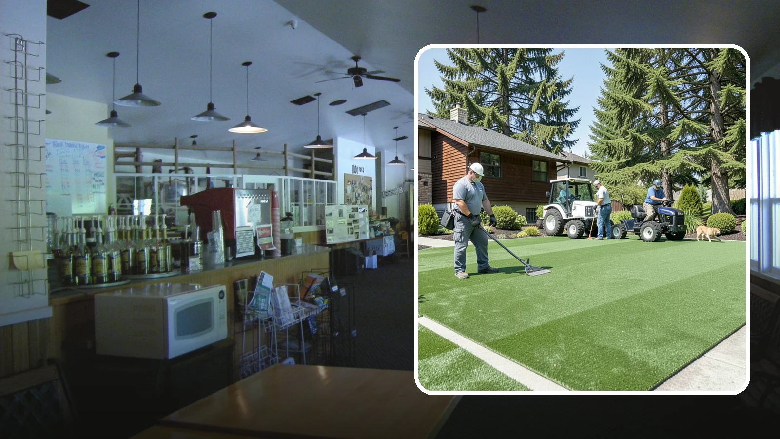 Pet Turf Installation in Black Diamond, King County, WA - Durable, drainable pet turf that gives dogs a clean, mud-free area that is easy to keep sanitary.