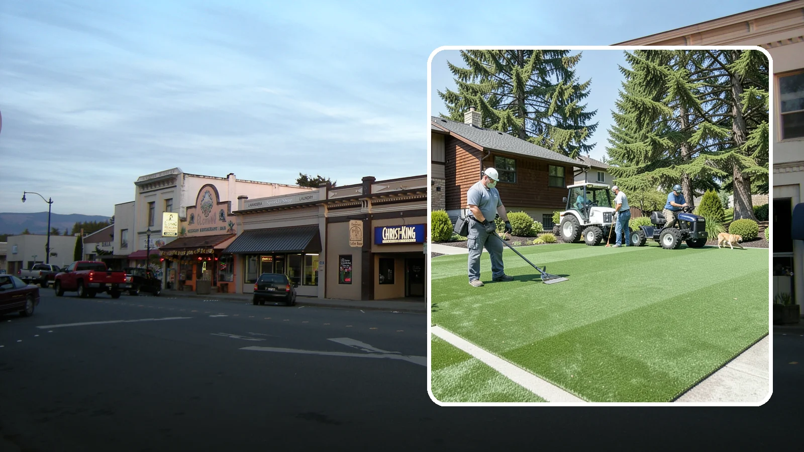 Pet Turf Installation in Burlington, Skagit County, WA - Durable, drainable pet turf that gives dogs a clean, mud-free area that is easy to keep sanitary.