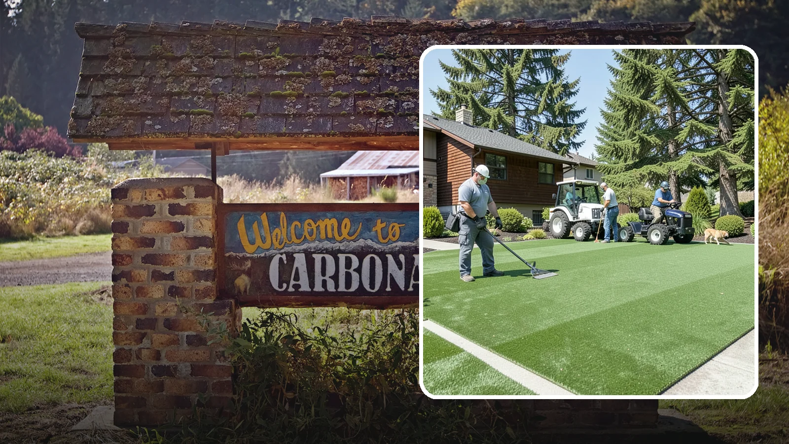 Pet Turf Installation in Carbonado, Pierce County, WA - Durable, drainable pet turf that gives dogs a clean, mud-free area that is easy to keep sanitary.
