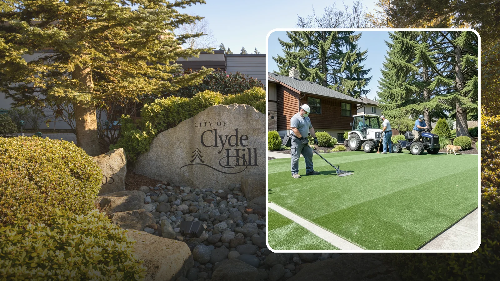 Pet Turf Installation in Clyde Hill, King County, WA - Durable, drainable pet turf that gives dogs a clean, mud-free area that is easy to keep sanitary.