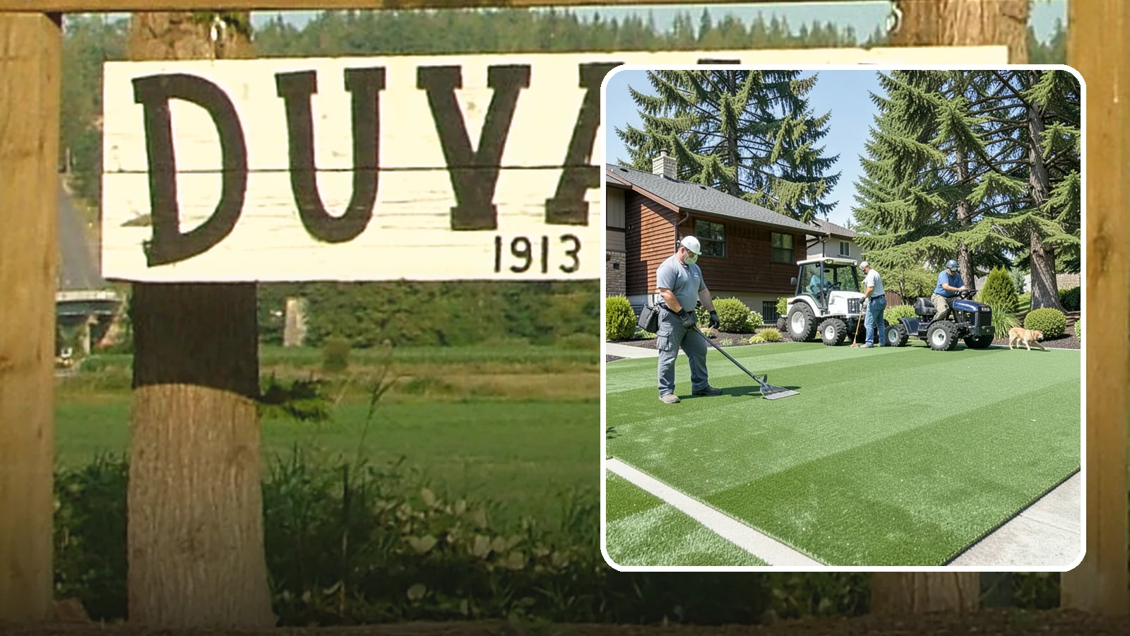 Pet Turf Installation in Duvall, King County, WA - Durable, drainable pet turf that gives dogs a clean, mud-free area that is easy to keep sanitary.