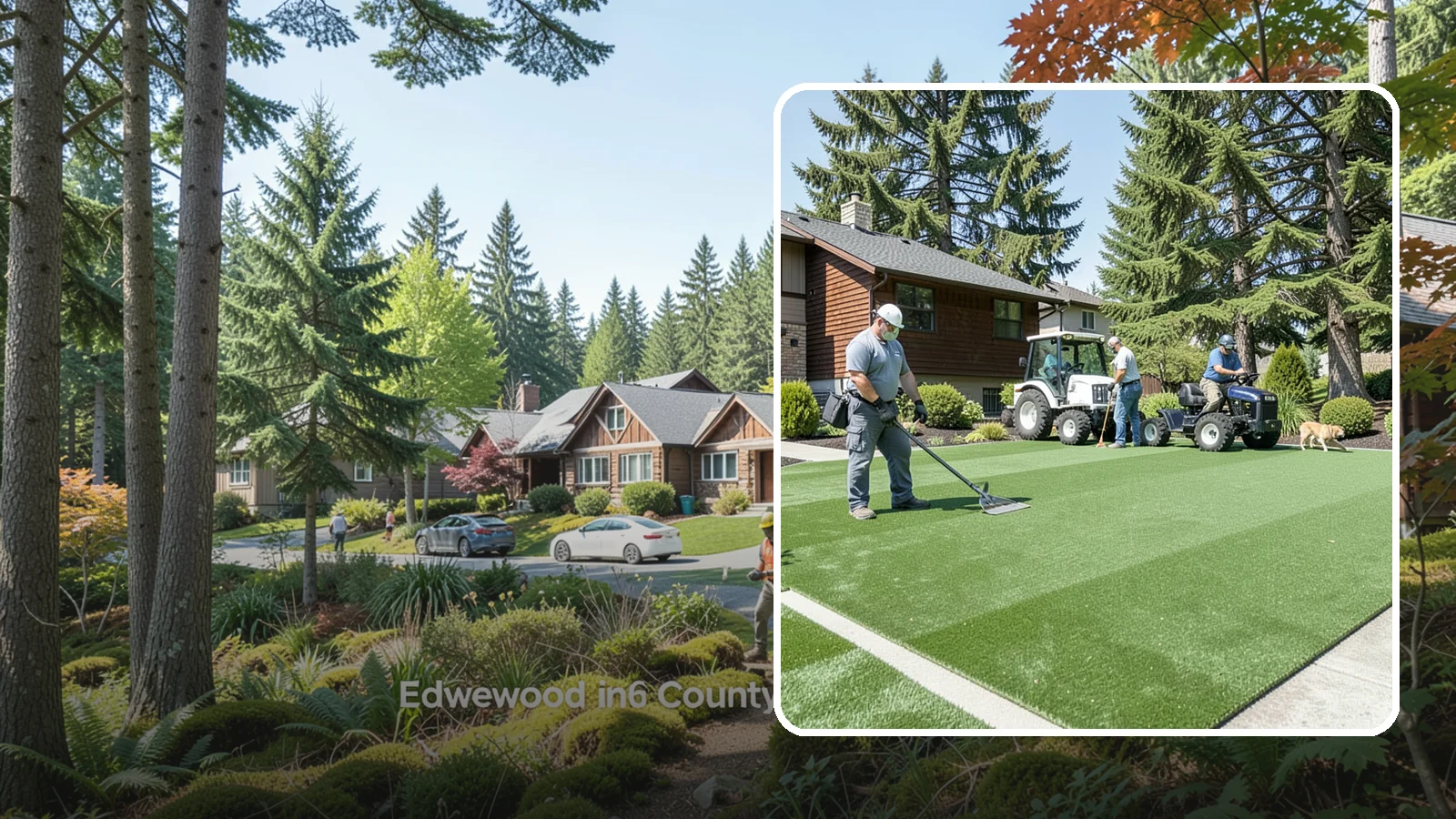 Pet Turf Installation in Edgewood, Pierce County, WA - Durable, drainable pet turf that gives dogs a clean, mud-free area that is easy to keep sanitary.