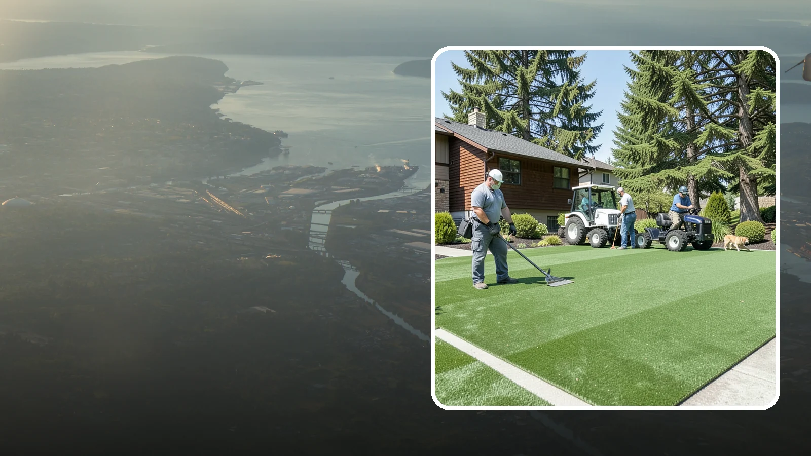 Pet Turf Installation in Fife, Pierce County, WA - Durable, drainable pet turf that gives dogs a clean, mud-free area that is easy to keep sanitary.